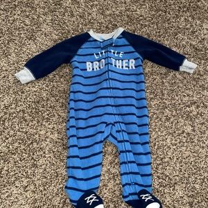 “Little brother” fuzzy onesie 3mo